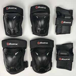 Razor Youth Sz M Multi-Sport Pad Set REFLECTIVE Black Knee, Elbow & Wrist Guards